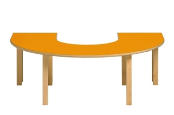 Image de Table moderne, fer à cheval 150x100 cm - Blanc- ht - 52 cm